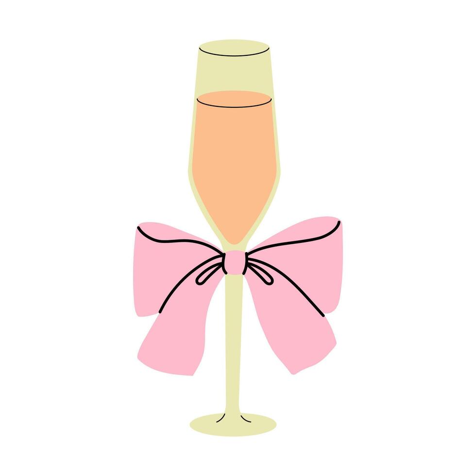 Celebrate with a sparkling drink adorned with a pink bow for special occasions vector