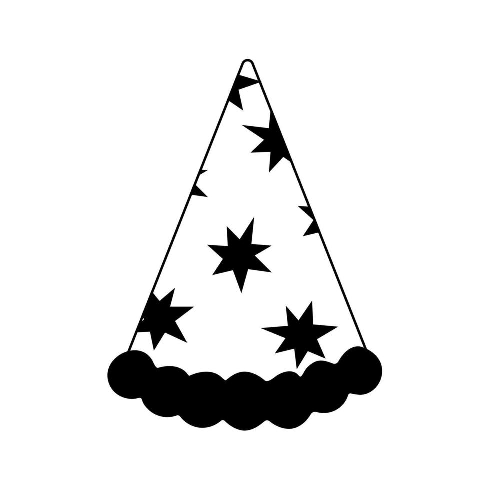 Colorful party hat with stars and pom poms for festive celebrations and birthdays vector