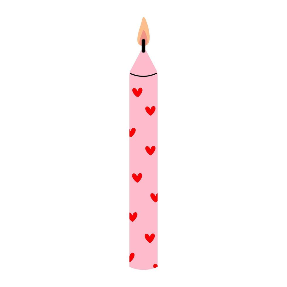 Pink candle with heart patterns creates a warm and romantic atmosphere for celebrations vector