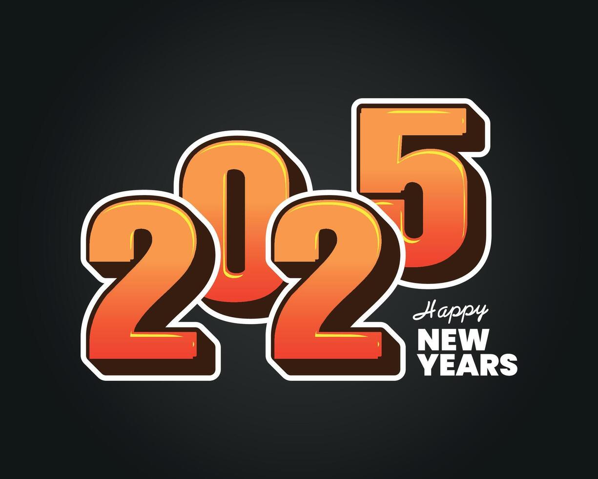 Happy New Year 2025 design with modern celebration numbers. Design for book cover, greeting card and poster. vector