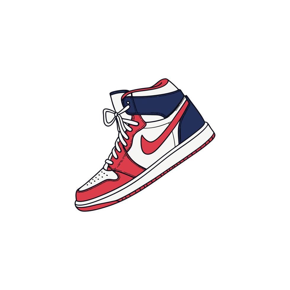 A red, white and blue sneaker vector