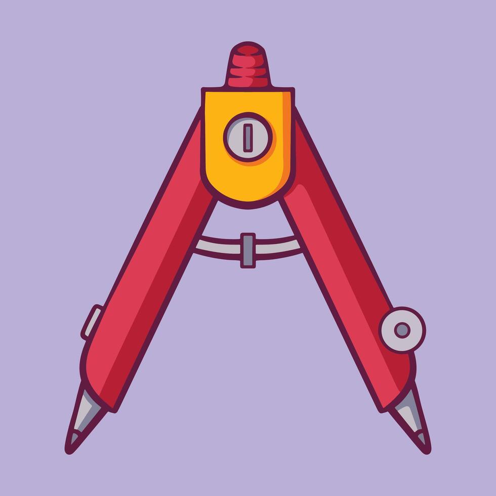 Drawing compass tool hand drawn cartoon illustration vector