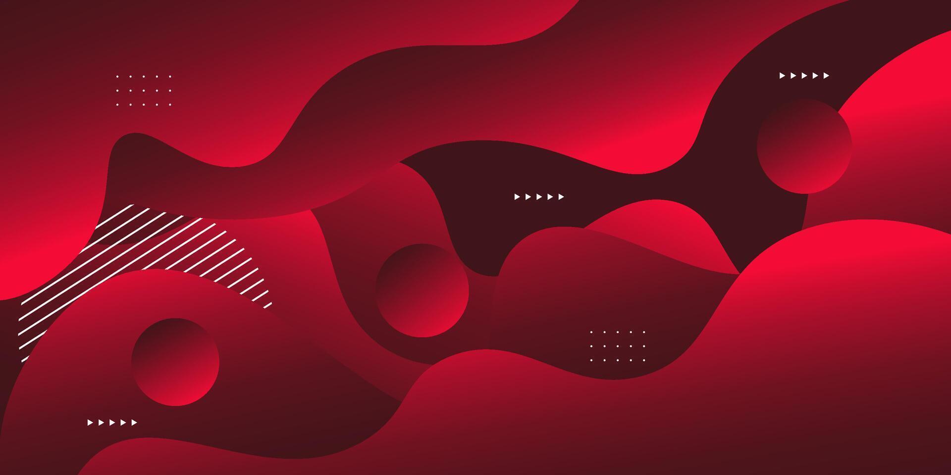 Bright red gradient wave background with geometric circle shape elements. Colorful red wave design. Simple yet elegant concept. eps10 vector