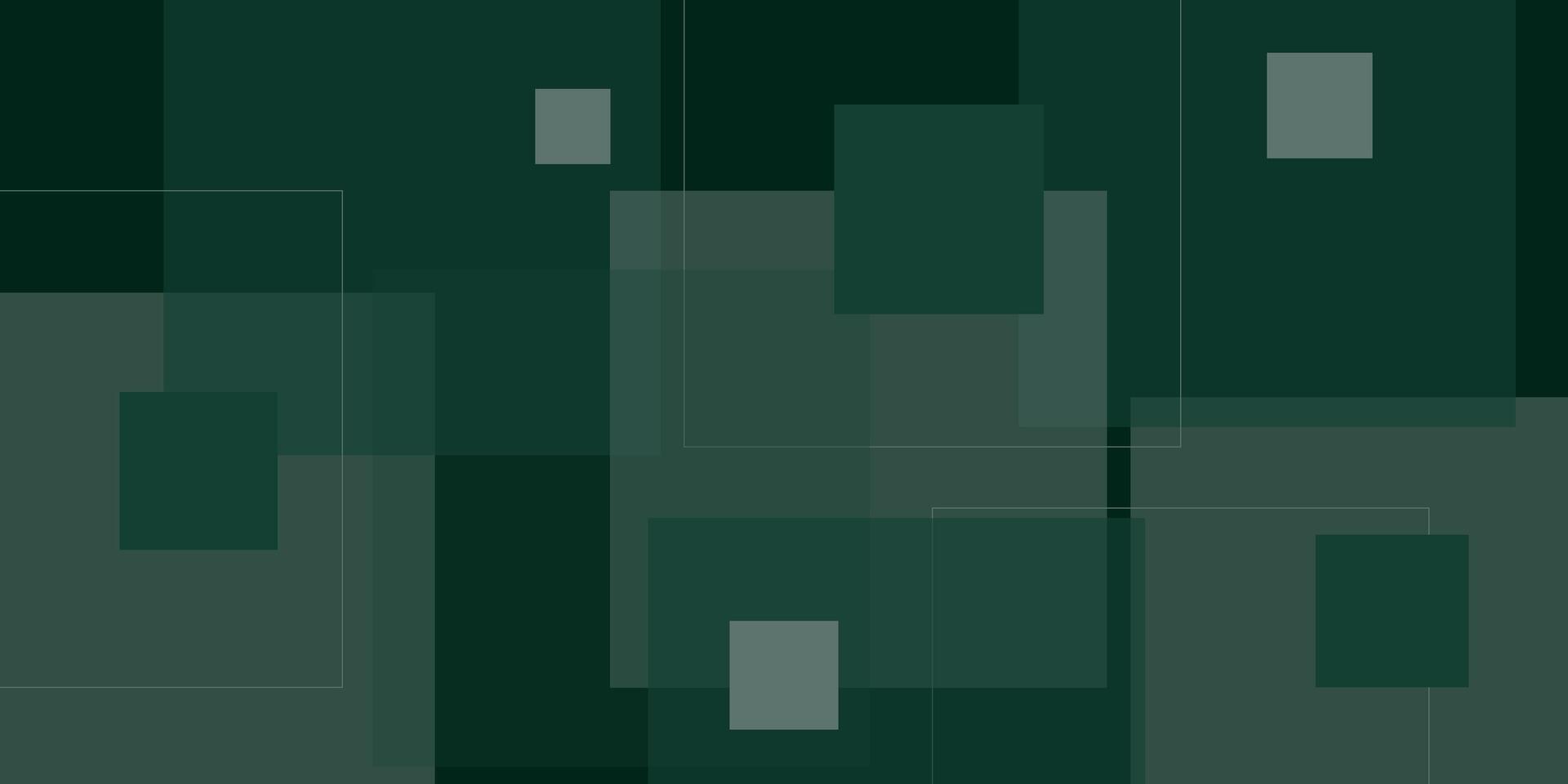 Abstract green background. Square geometric design on dark color. Modern overlapping paper cut futuristic background illustration. Eps10 vector