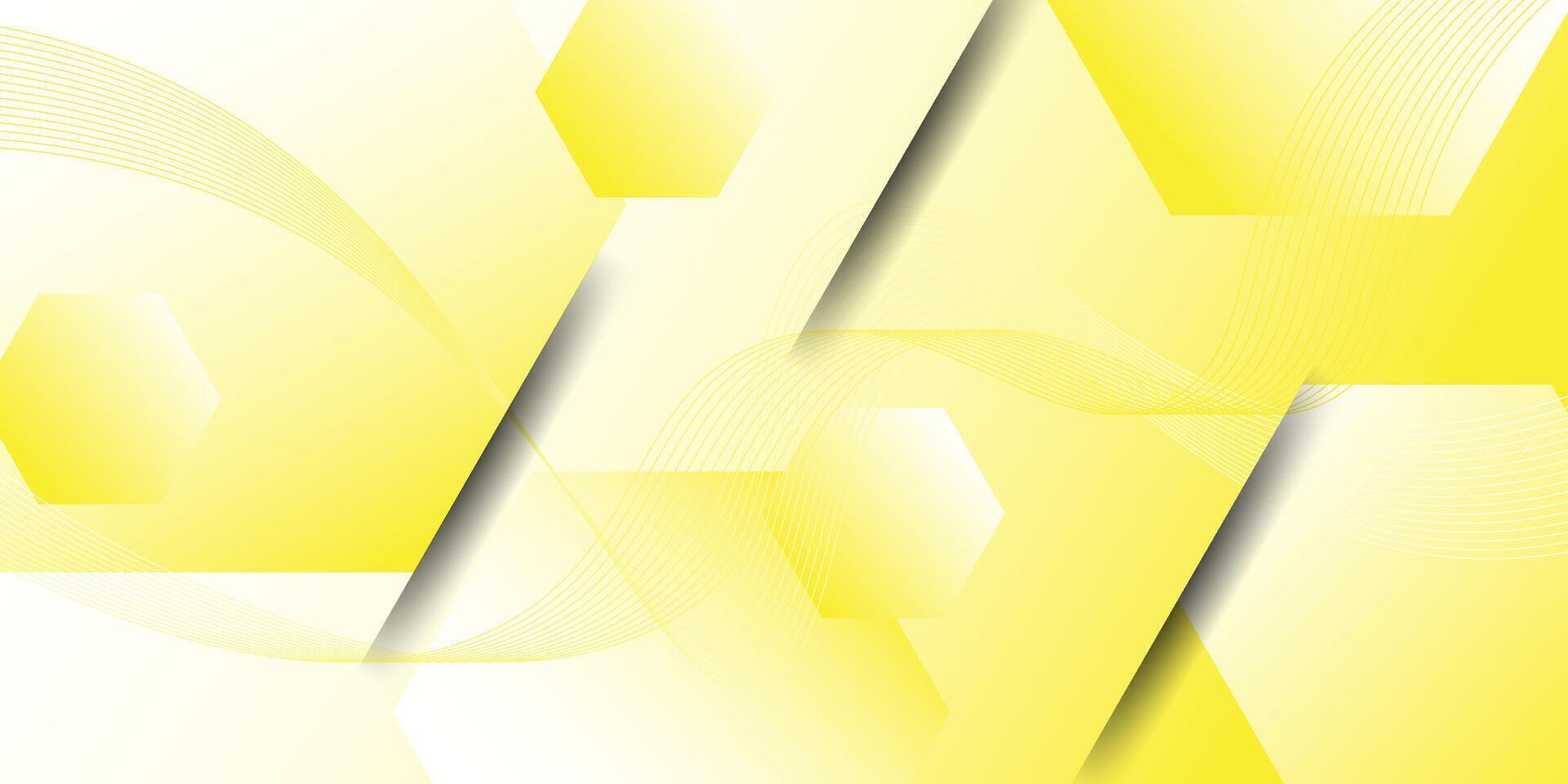 Bright yellow 3D abstract background with hexagon shapes. Hexagon and line pattern illustration with simple look. Eps10 vector