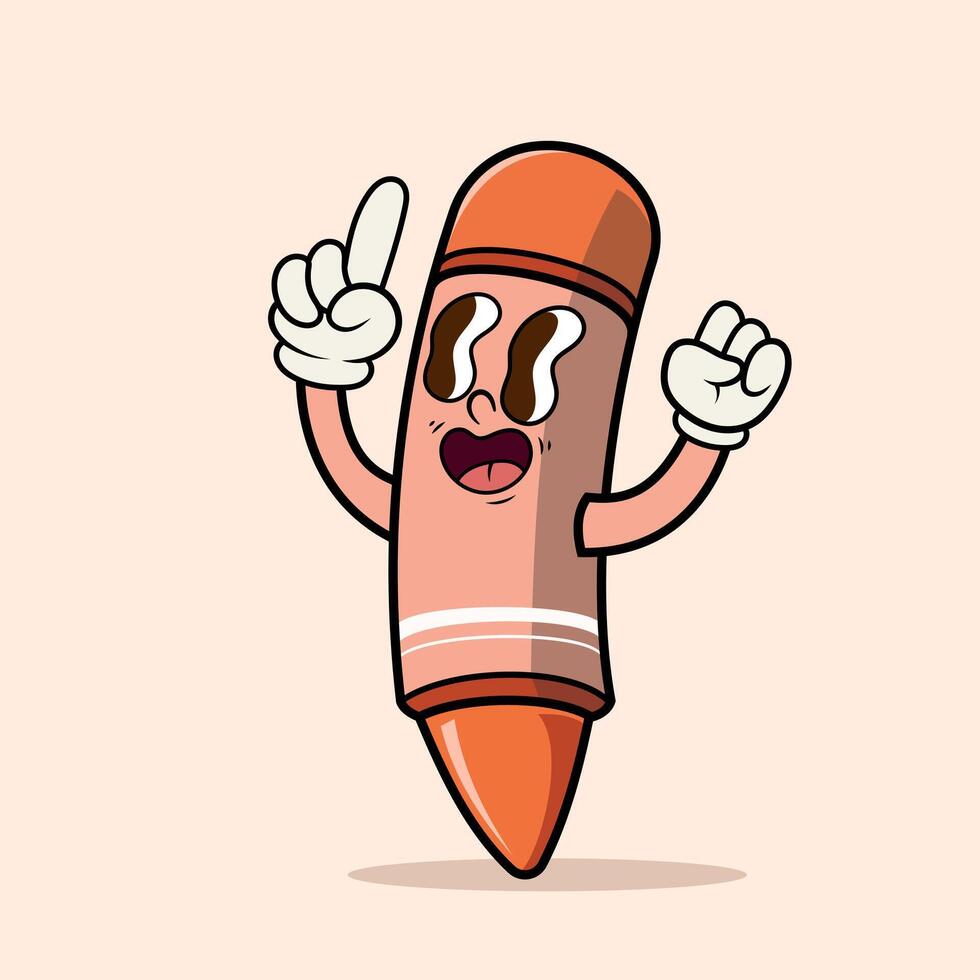 Mascot Groovy trendy retro trippy psychedelic happy crayon character cartoon for element design vector