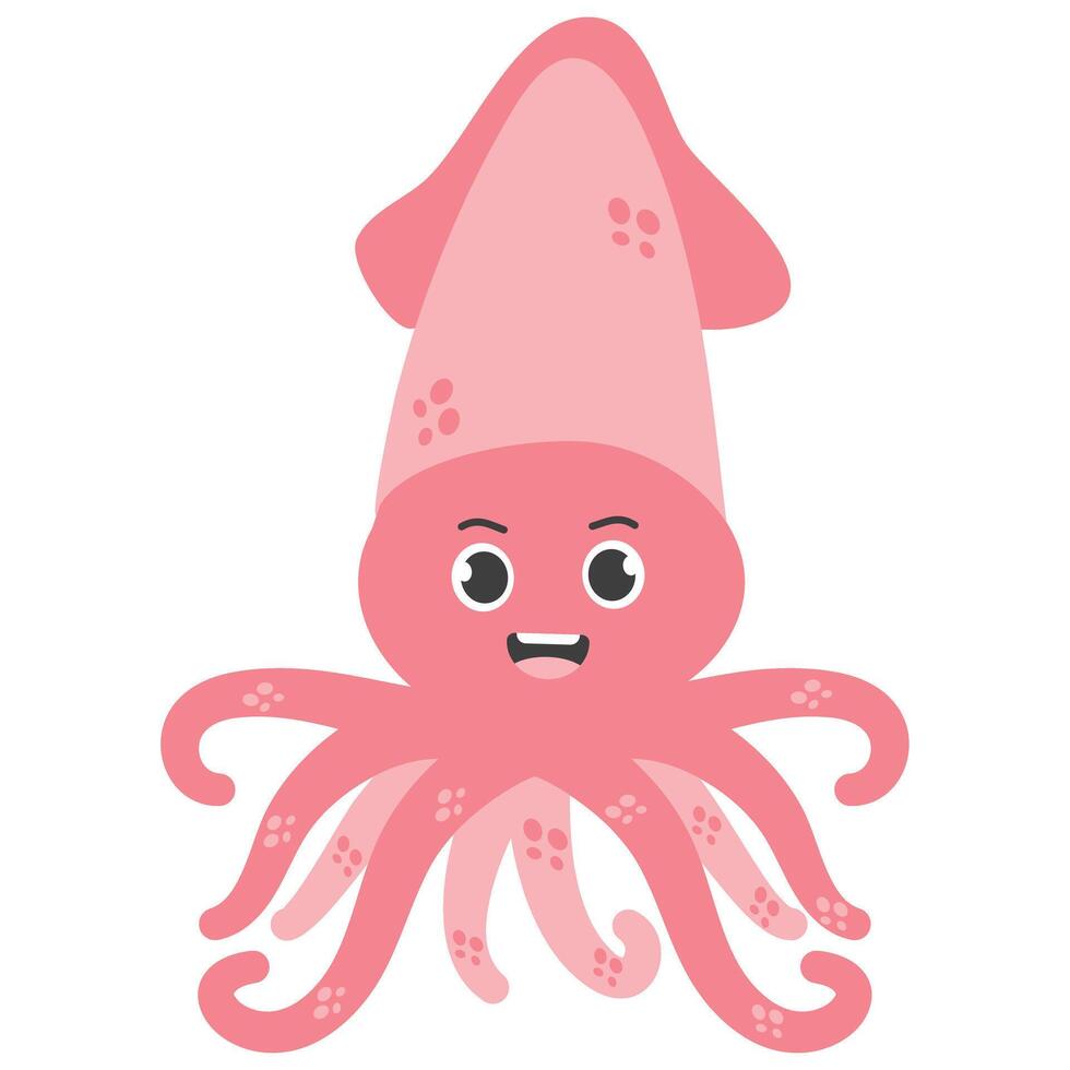 Cute Pink little squid sign vector