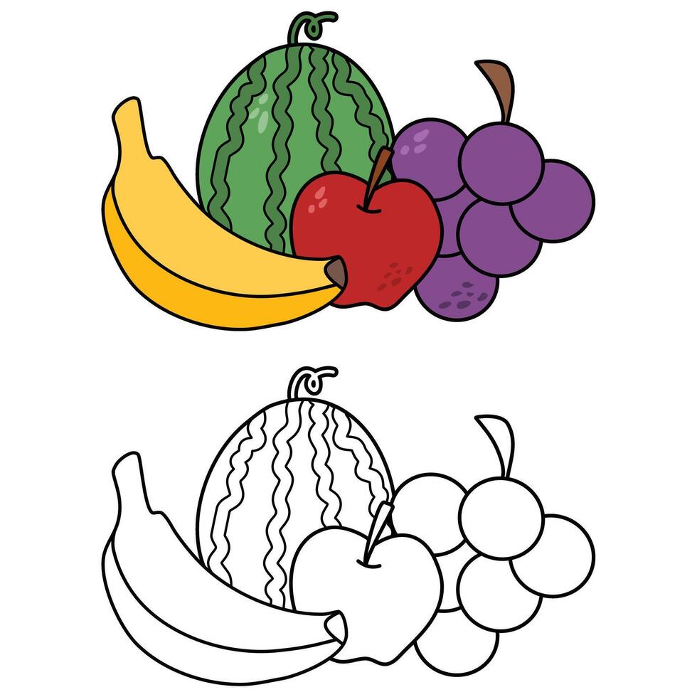 fruits doodle style hand drawn sketched food vector