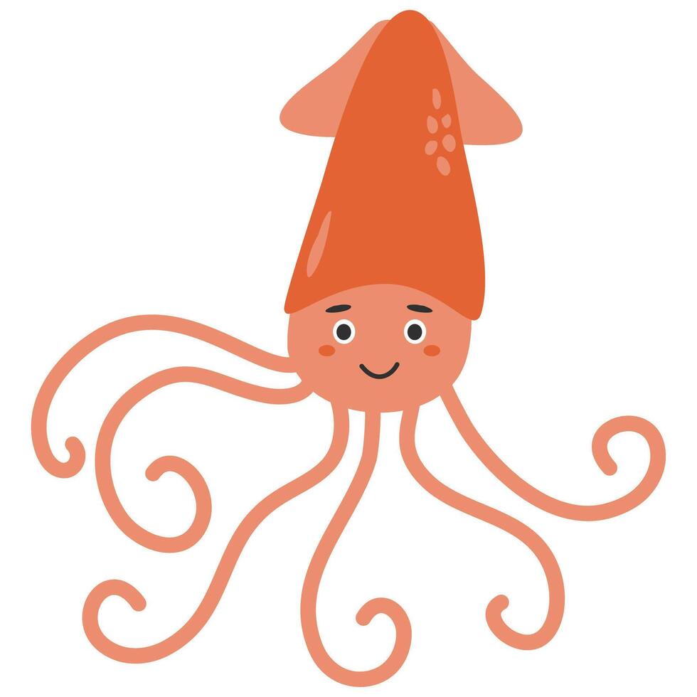 Flat Map Skills little Squid cartoon vector