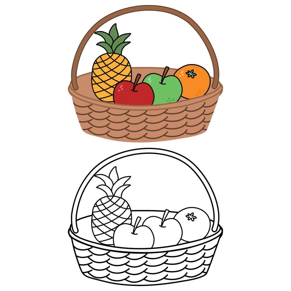 the coloring book. Fruits coloring page vector