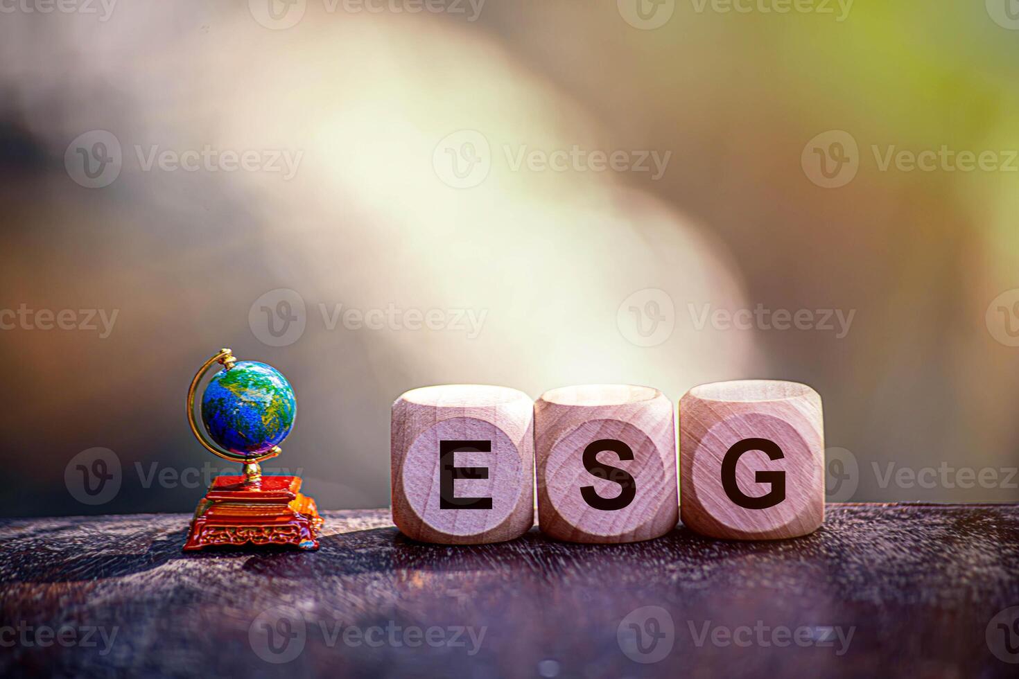 ESG concept ESG icon on a woodblock for environmenta photo