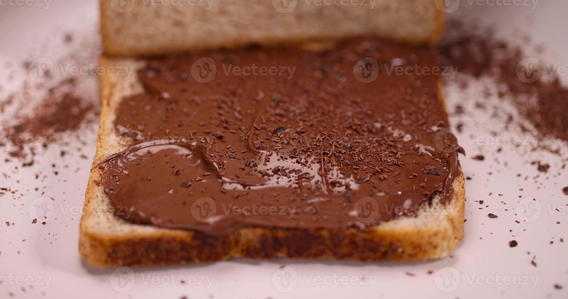 chocolate cocoa paste for breakfast, close up photo