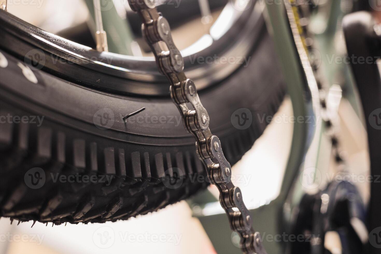 bicycle wheel and chain detail photo