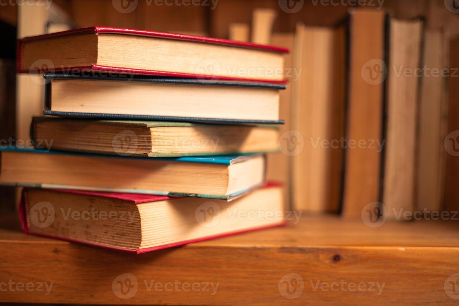 copy space some novels stacked in a university bookcase world book day photo
