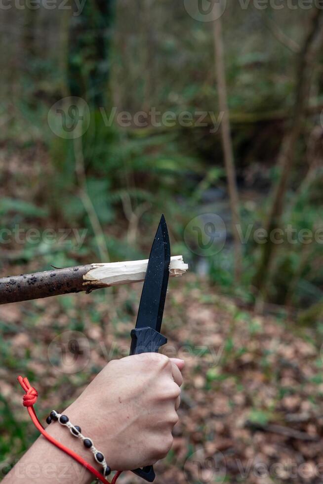Handcrafted Spear Precision Crafting with Knife and Branch photo