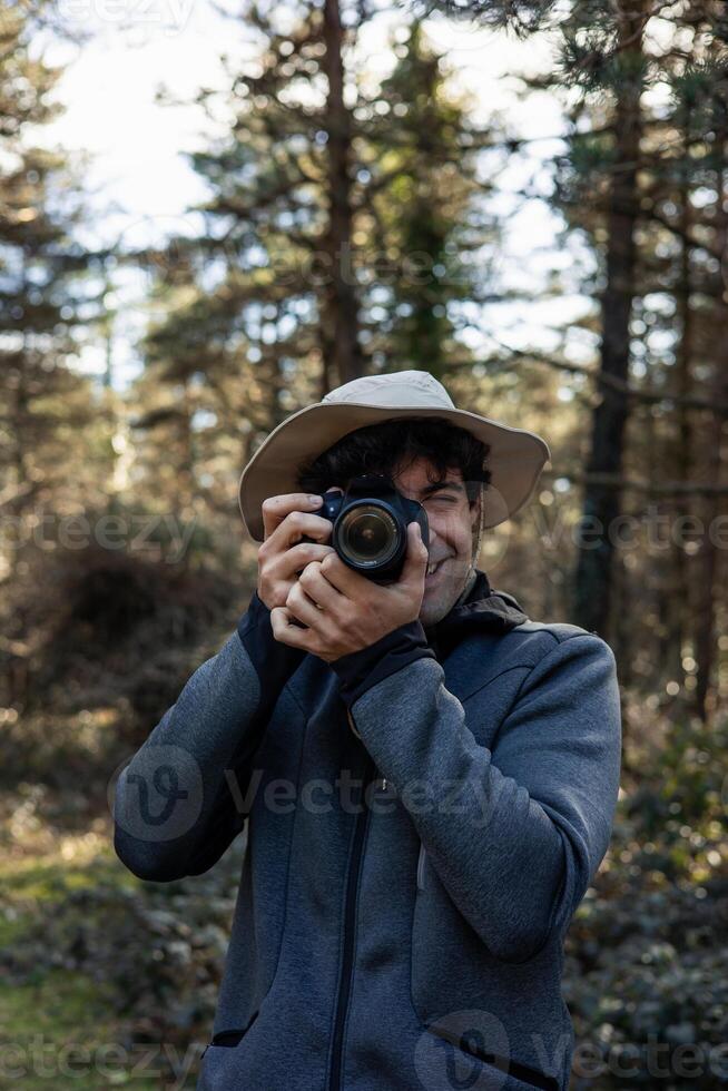 vertical portrait Into the Wild Explorer Capturing Forest Wonders photo