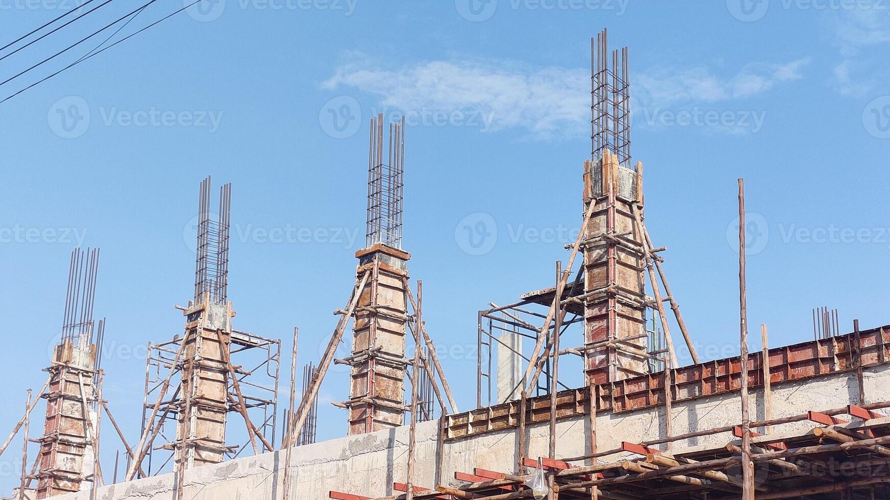 A construction site with a building under construction photo