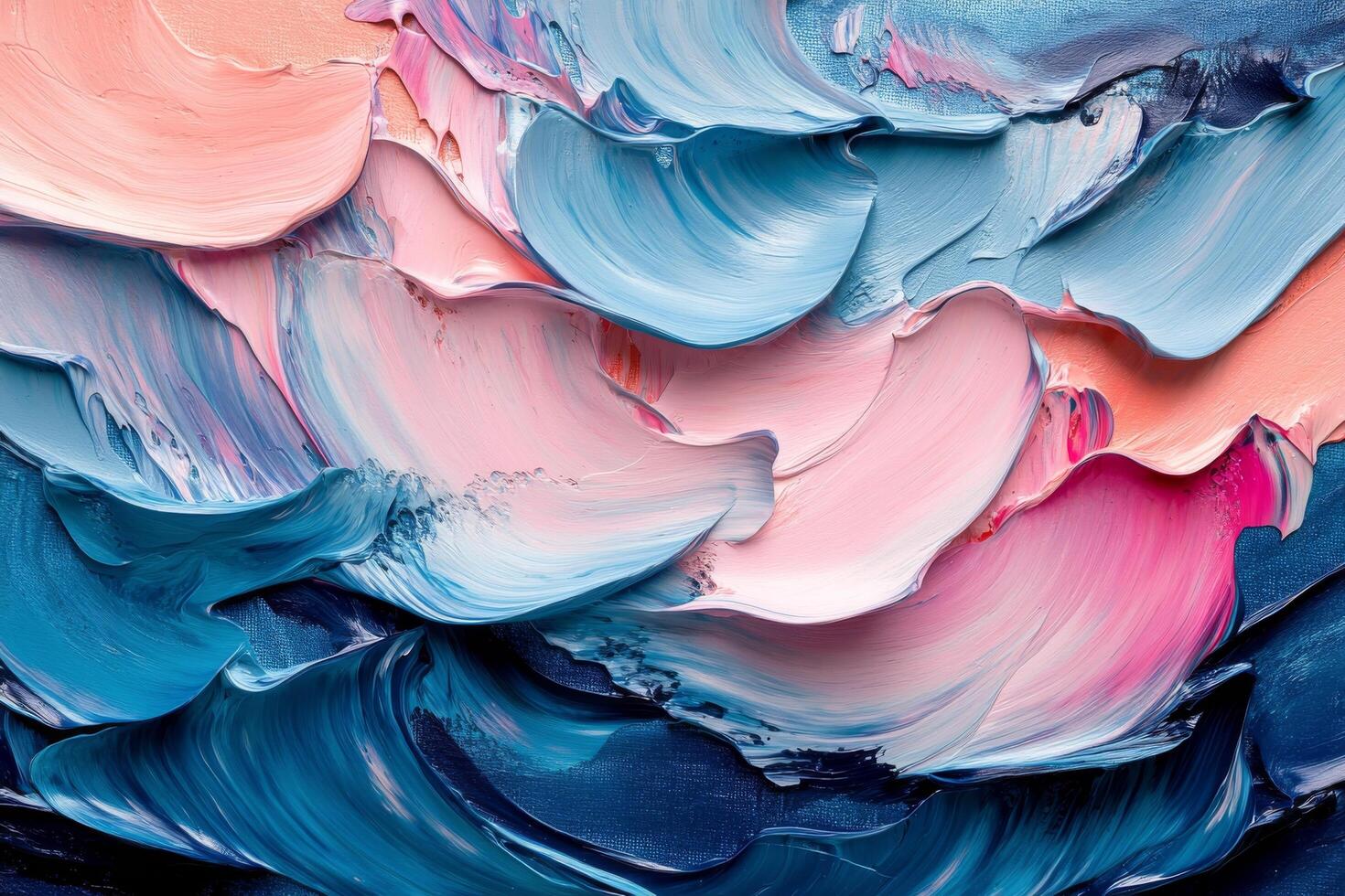Colorful abstract waves of paint create a serene atmosphere in artistic composition photo