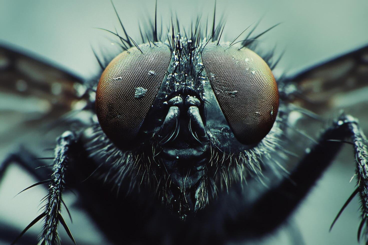 Close-up view of a butterfly highlighting intricate details of its face and vibrant colors photo