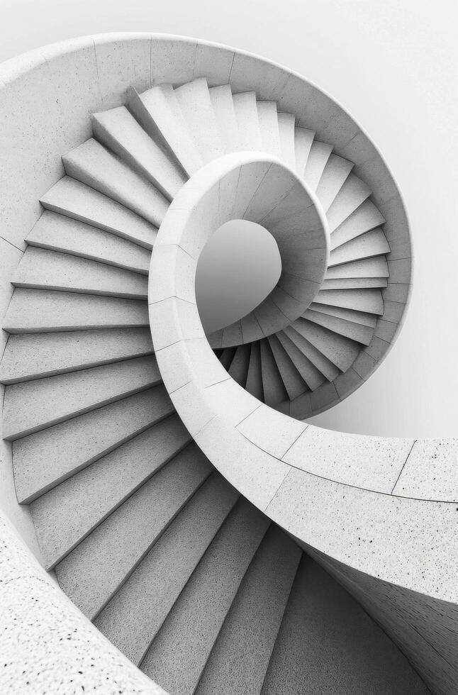 Elegant curved staircase in minimalist architectural design with soft lighting photo
