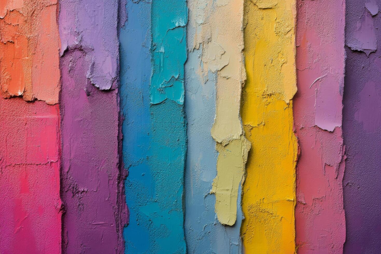 Vibrant colors striped on a textured wall create an artistic urban backdrop photo