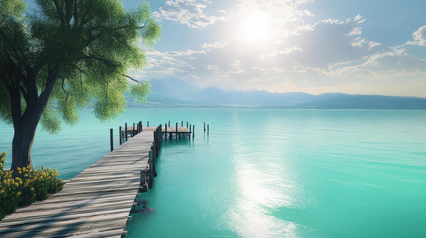 Serene Lake Balaton Under a Bright Sky photo