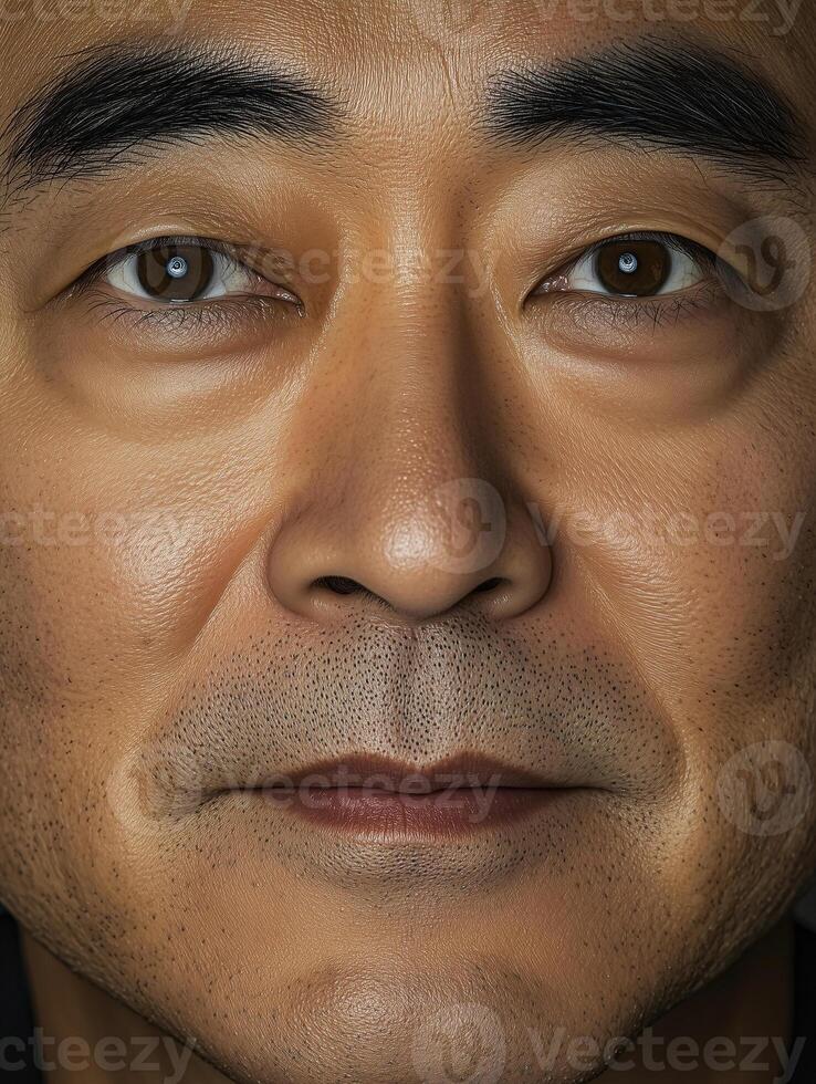 Portrait of a man in traditional Chinese outfit with a serene expression captured in natural light photo