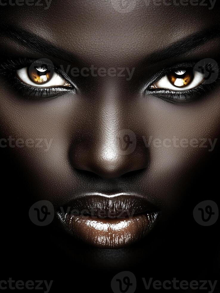 Striking portrait capturing the beauty and depth of a person with traditional features photo