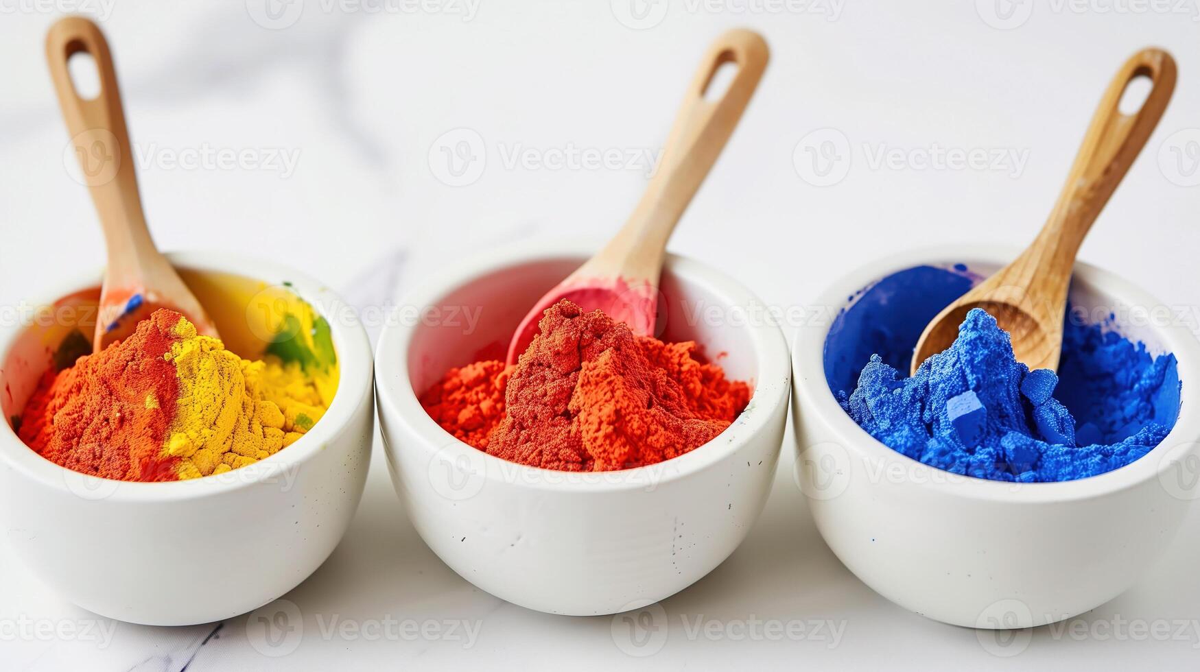 Celebrating Holi Festival in India with Vibrant Colored Powders and Tradition photo