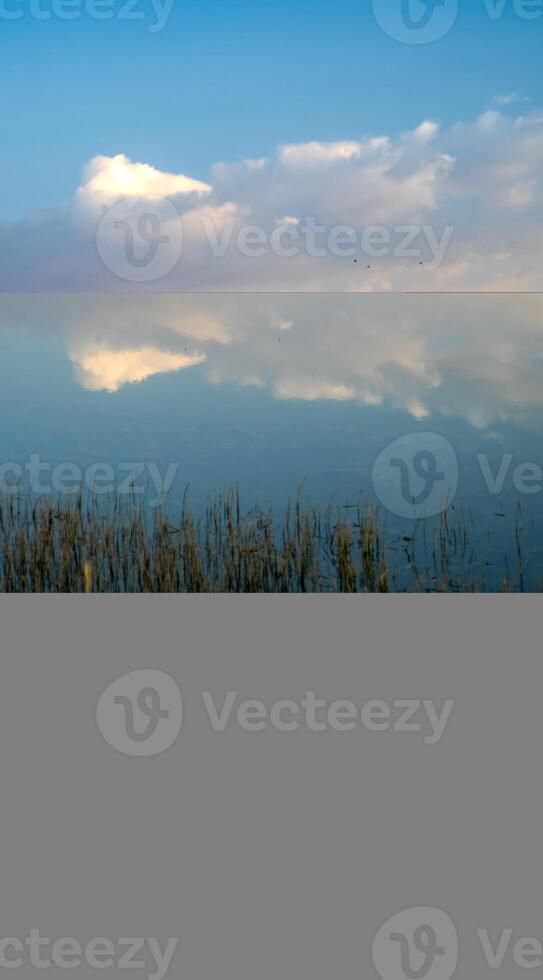 Lake in Altai Mountains. Panorama of the Altai landscape in the mountains. The time of year is autumn. photo
