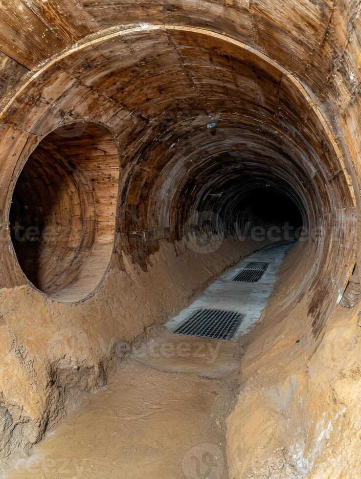 A tunnel with a large hole in the middle photo