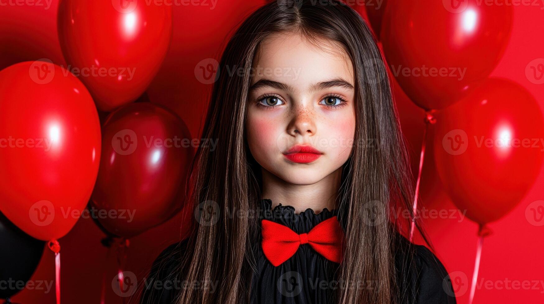 Portrait of a girl with red balloons photo