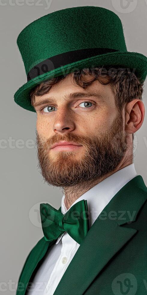Portrait of a man in a green suit and top hat photo