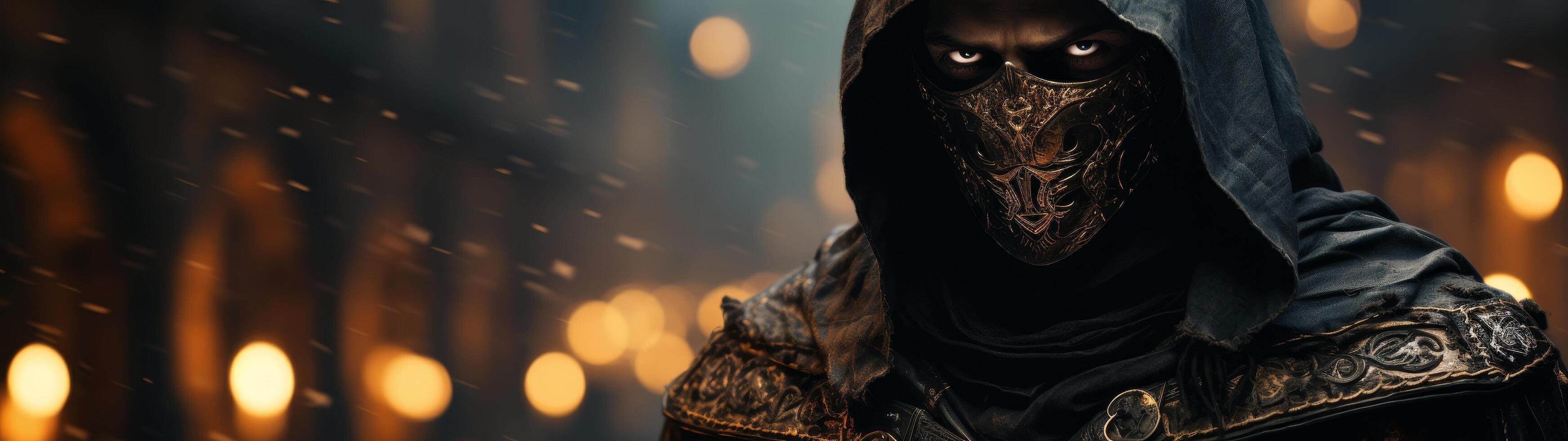 mysterious hooded figure in the dark photo