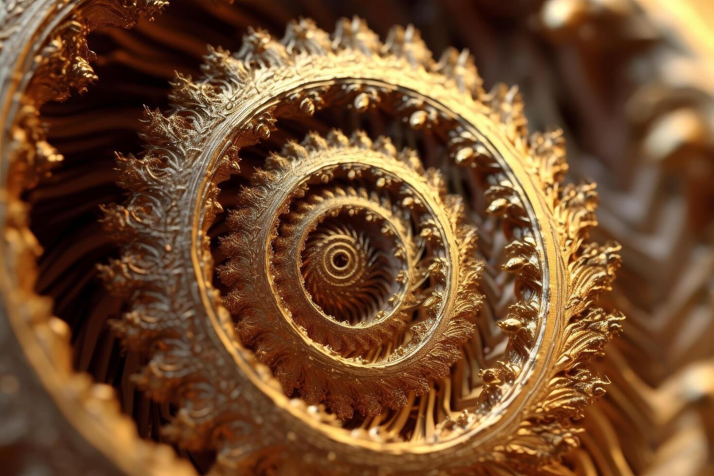 Intricate golden spiral pattern photo