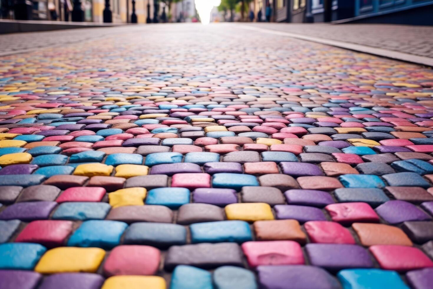 Colorful paved street with mosaic pattern photo