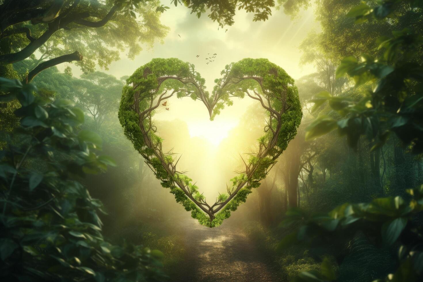 heart shaped archway in enchanted forest photo