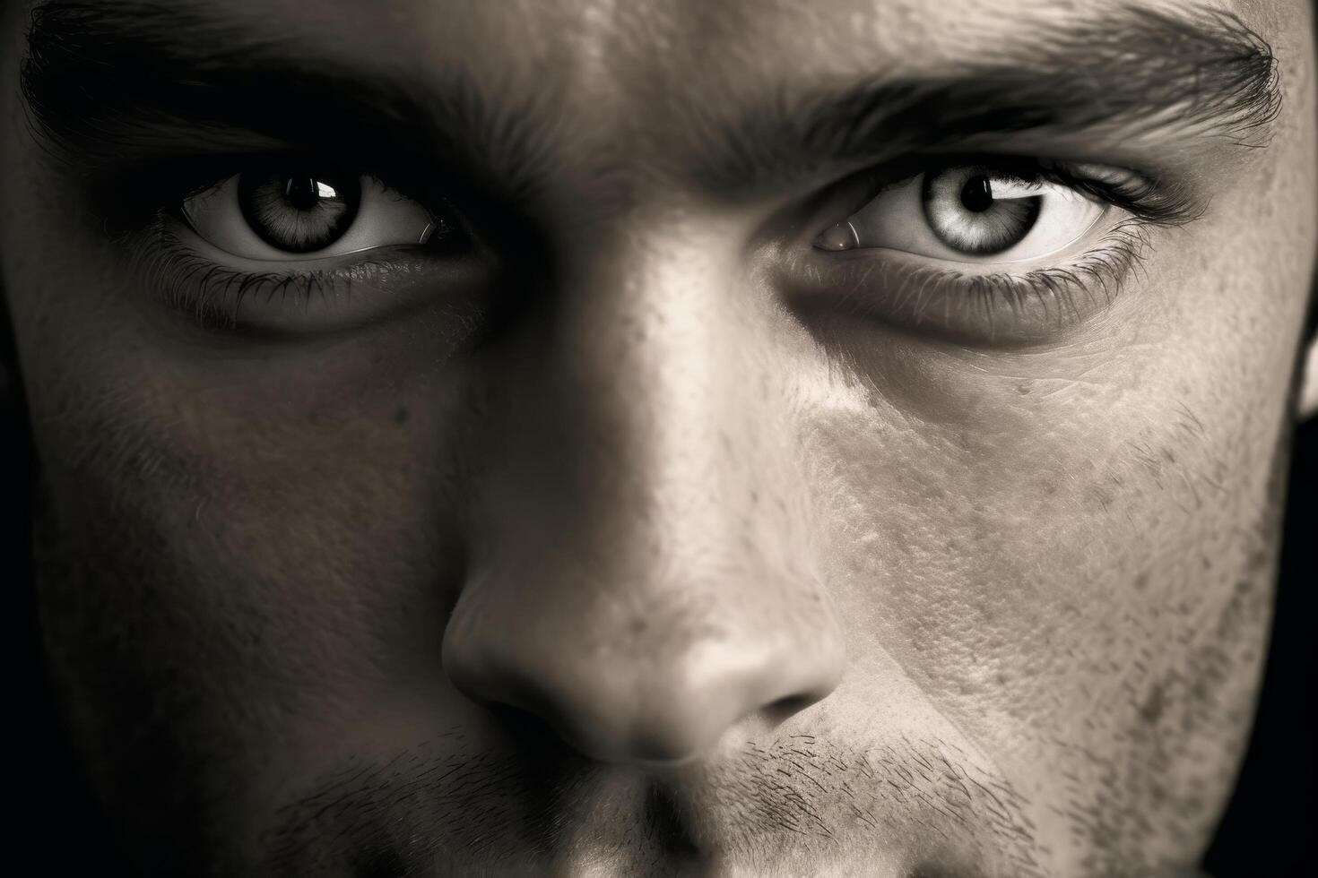 Intense and brooding facial expression photo