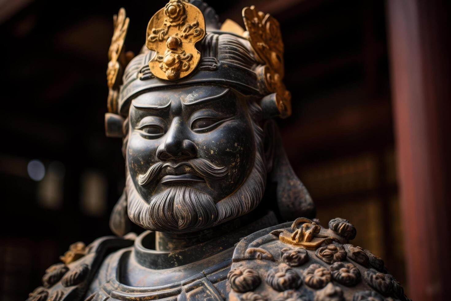 Ornate asian statue with intricate details photo