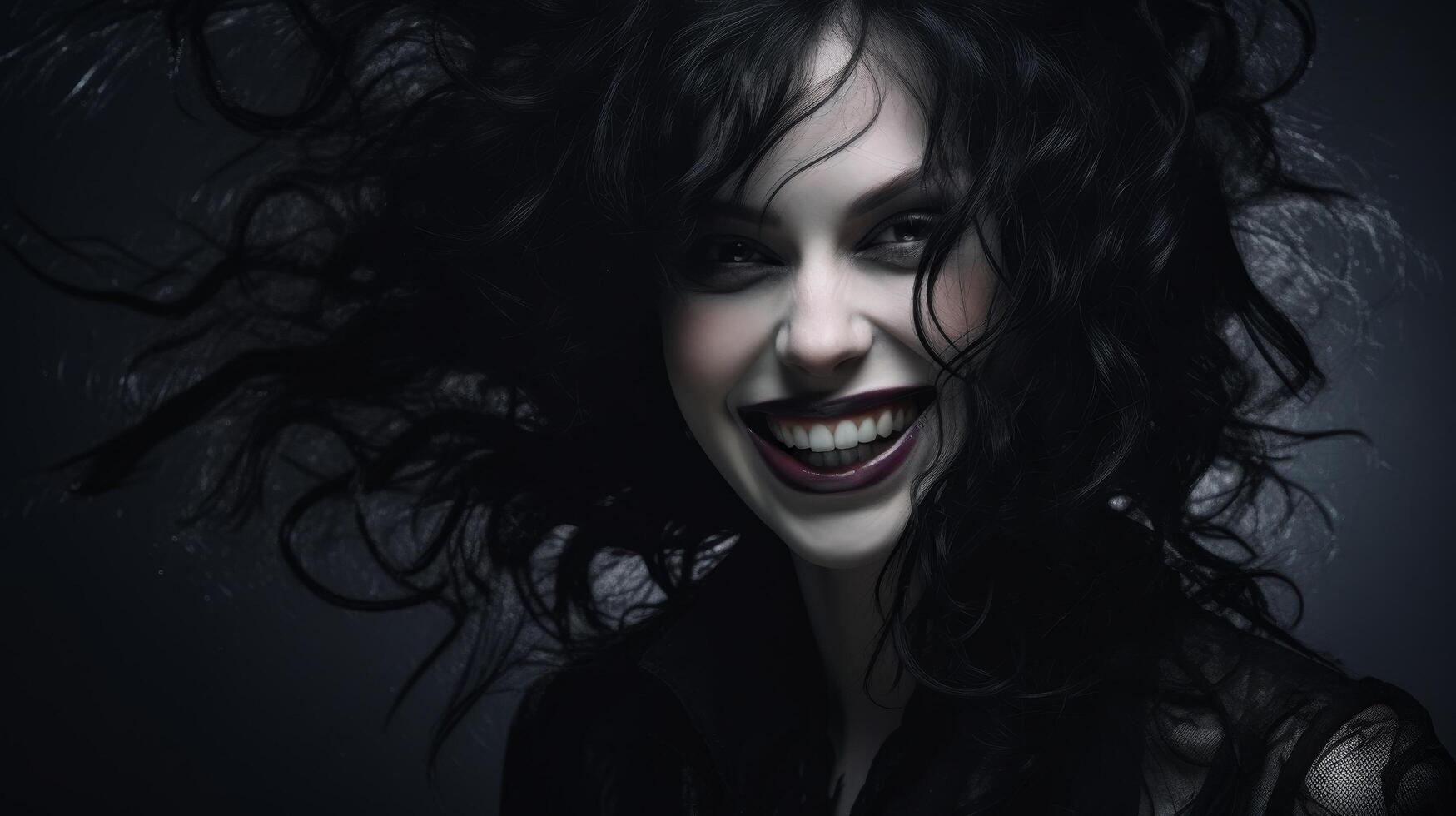 Captivating dark haired woman with an alluring smile photo