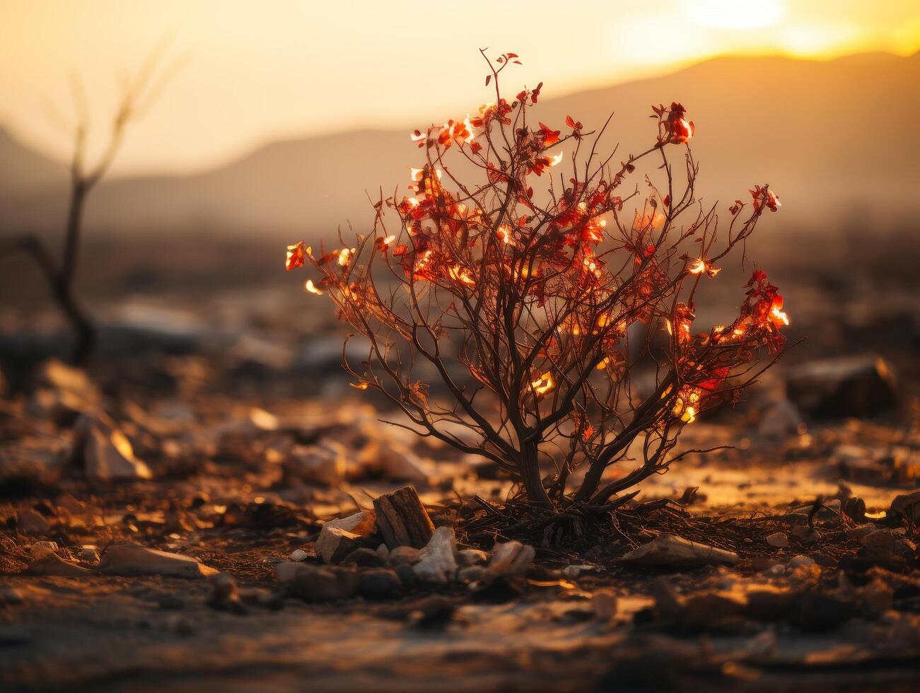 Vibrant autumn foliage at sunset photo