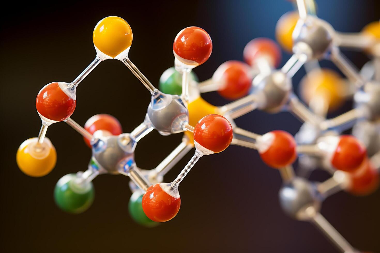 Molecular structure model with colorful spheres photo