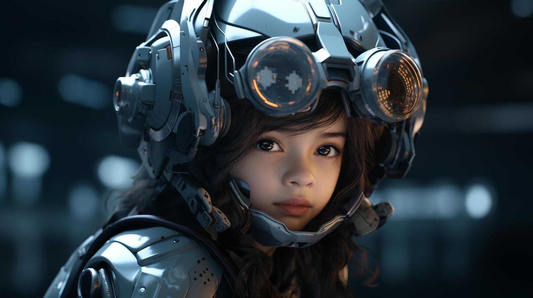 futuristic woman in high tech armor photo
