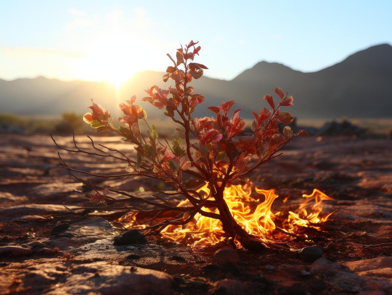 Vibrant autumn leaves in the desert photo