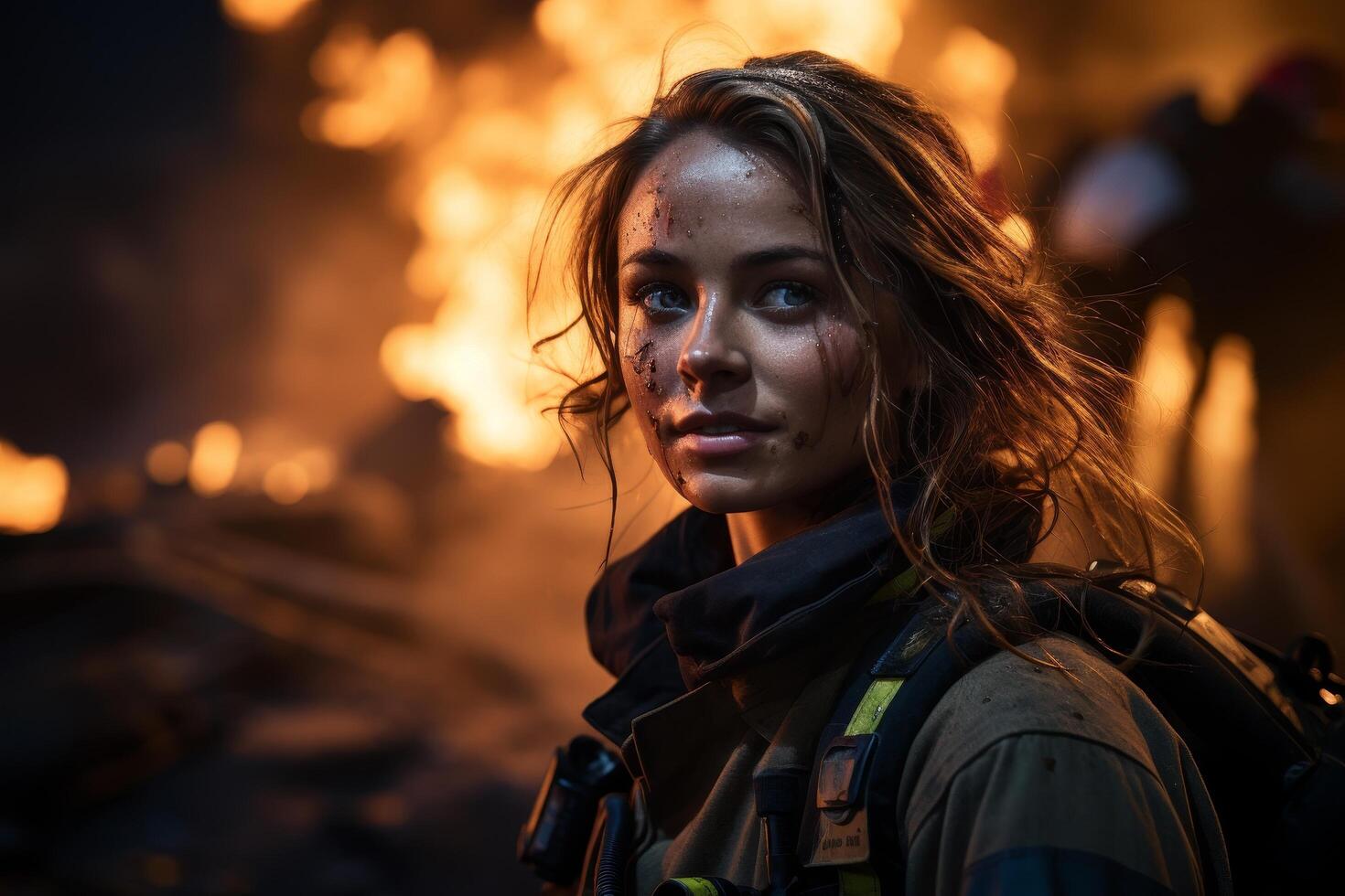 firefighter in action during emergency response photo