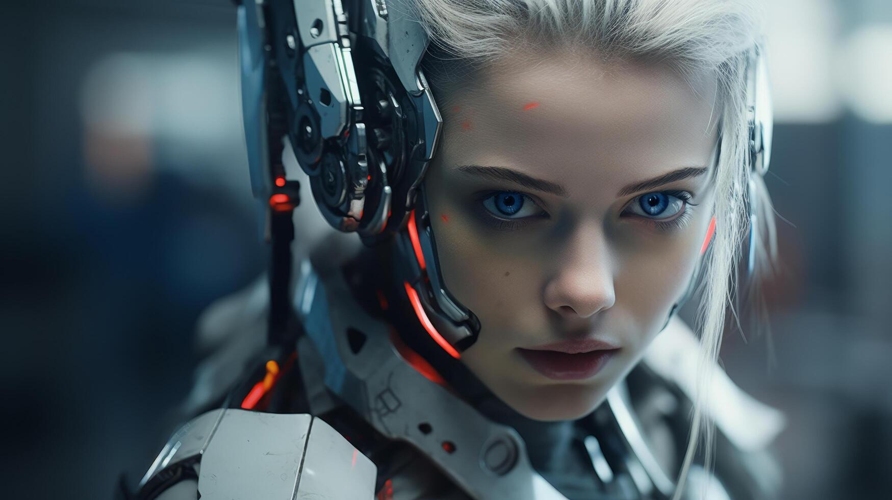 futuristic woman with robotic armor photo