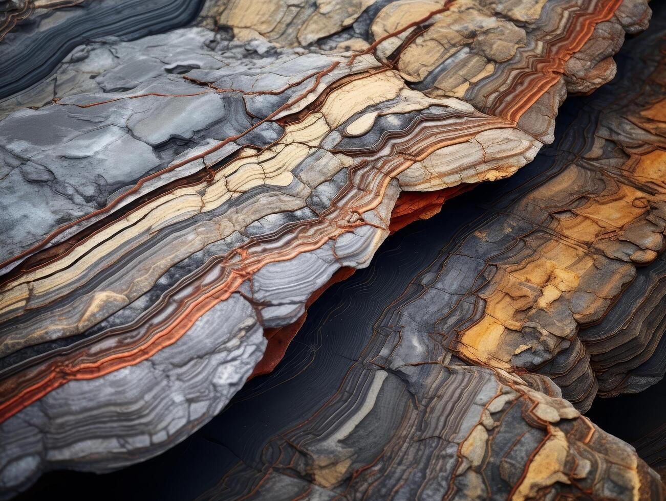 Closeup of colorful layered rock formation photo