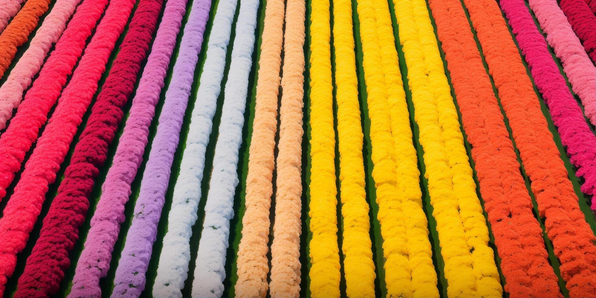 Vibrant rainbow of colorful yarn strands photo
