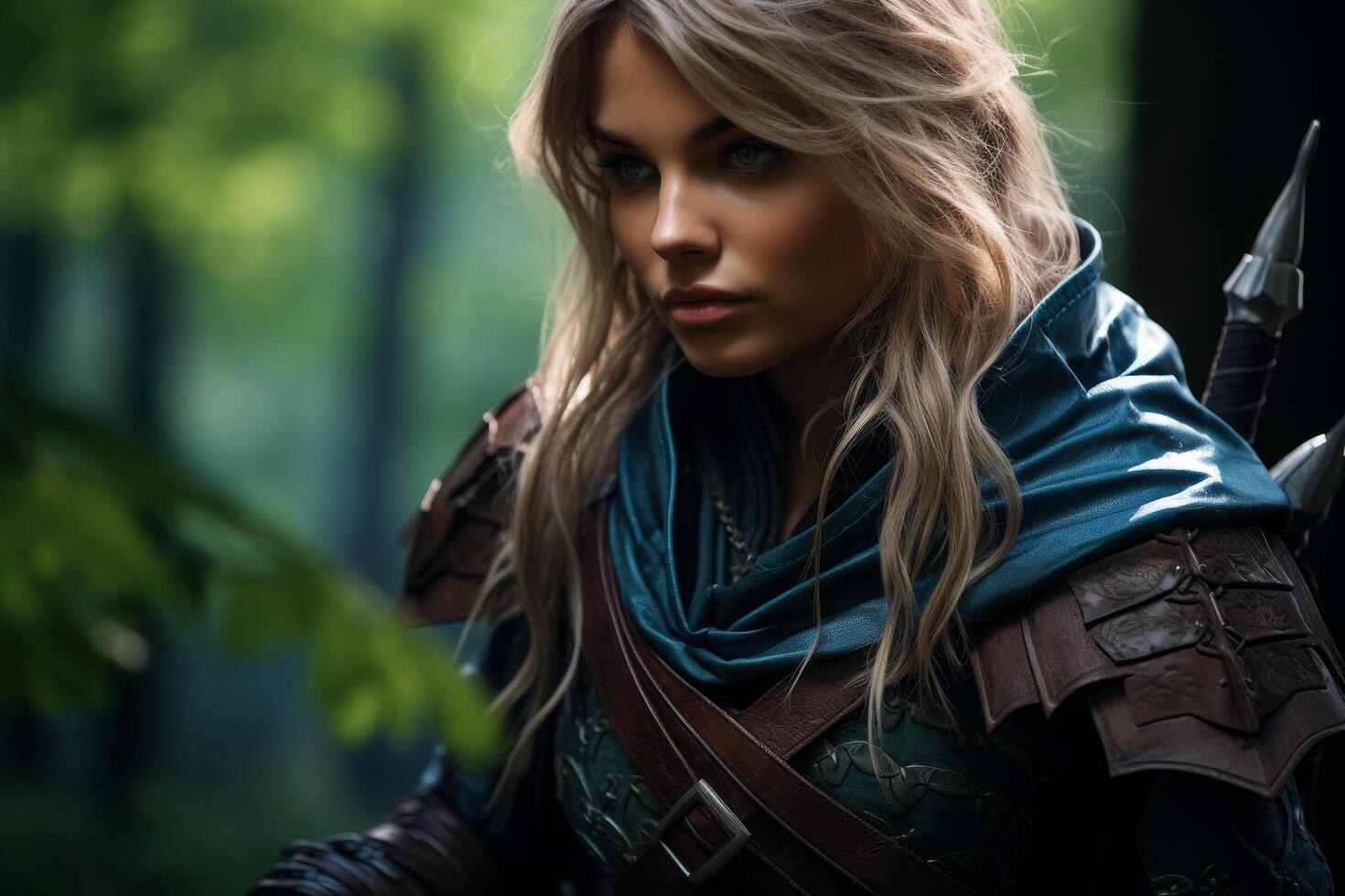 Adventurous woman in forest photo