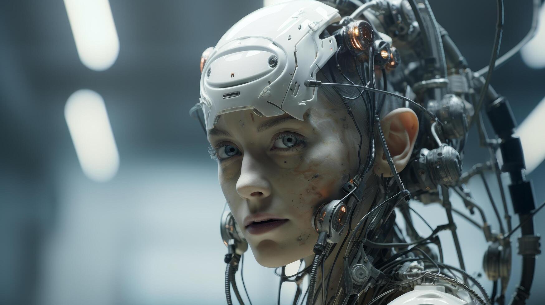 Futuristic cyborg with advanced technology photo